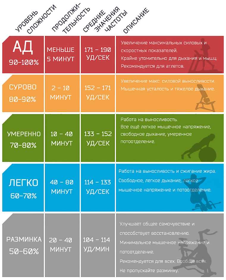 Описание пульсовых зон и их связь с интенсивностью тренировки